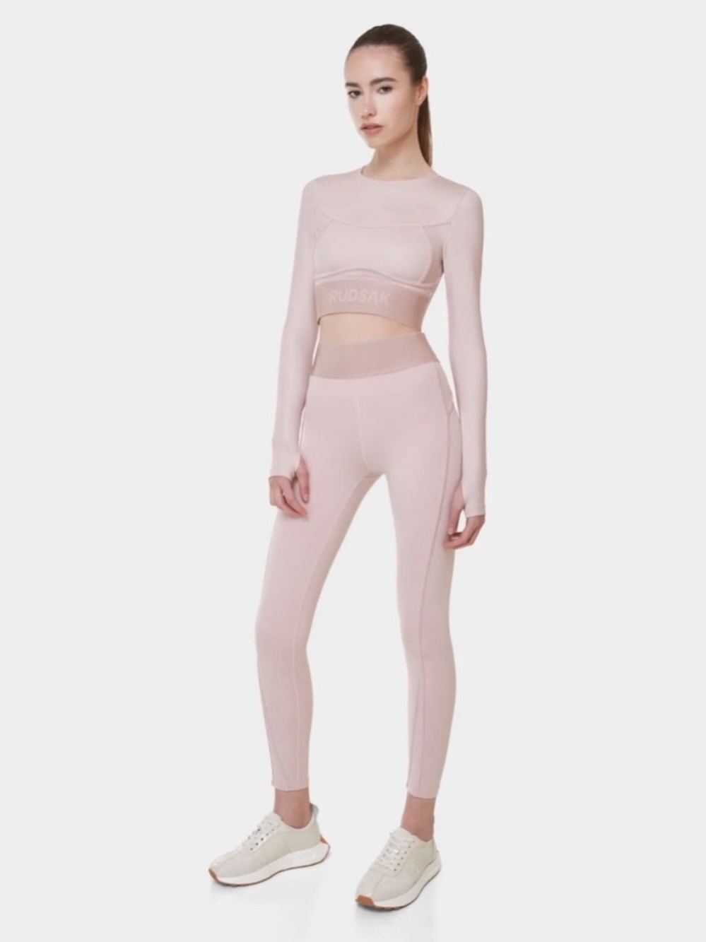 RUDSAK Doreen Blush Pink Long Sleeve Crop Top